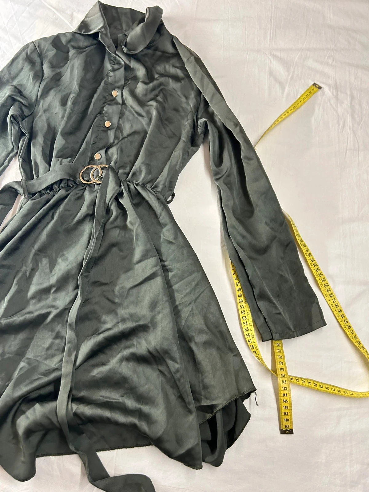 Lange vintage casual jurk donkergroen – photo 5